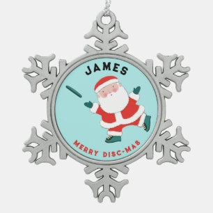 Ultimate Frisbee Holiday Gift Snowflake Pewter Christmas Ornament