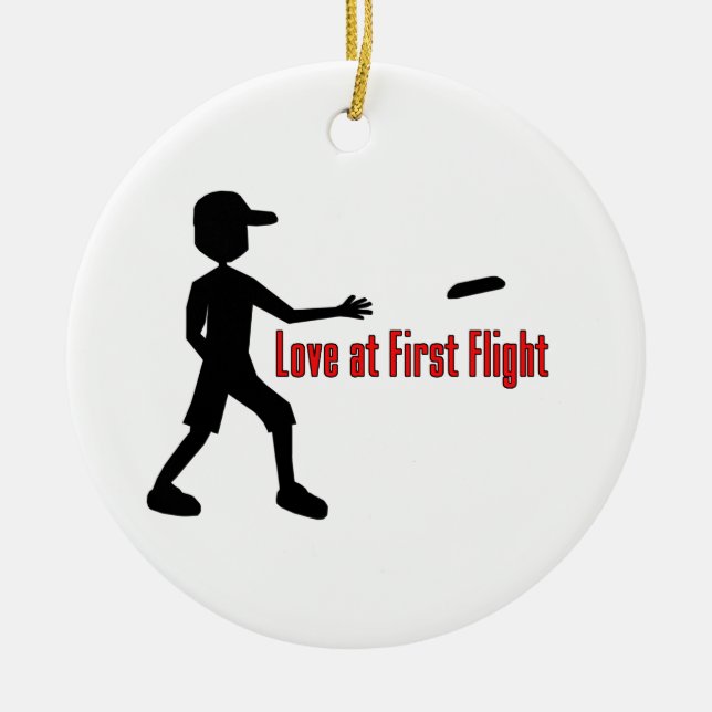 Ultimate Frisbee Love at First Flight Ceramic Ornament (Front)