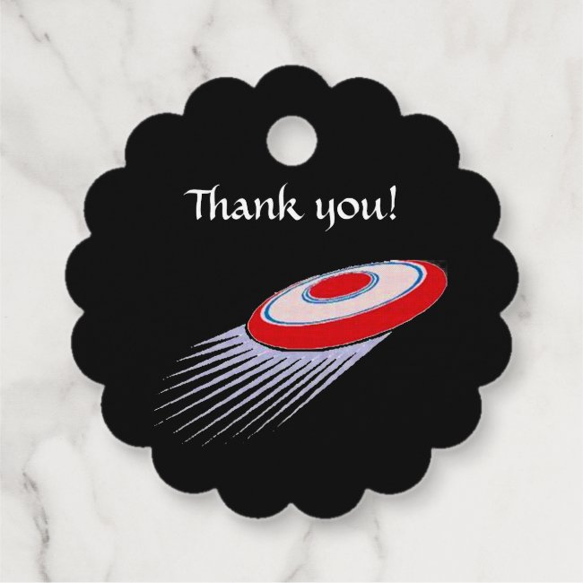 Ultimate Frisbee on Black Thank You Favor Tags