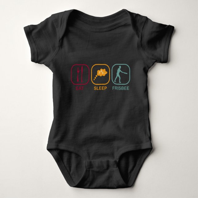 Ultimate Frisbee Player Disc golf Eat Sleep Retro Baby Bodysuit (Front)