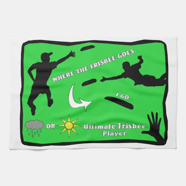Ultimate Frisbee Rain or Shine Kitchen Towel (Horizontal)