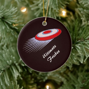 Ultimate Frisbee Red And White Ceramic Ornament by Bebops at Zazzle