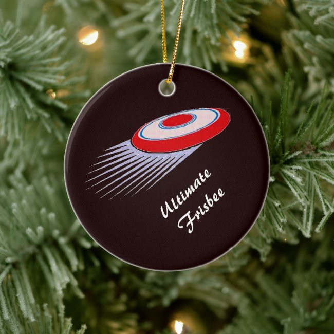 Ultimate Frisbee Red and White Ceramic Ornament