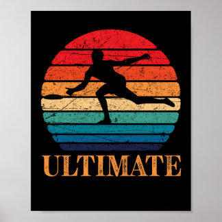 Ultimate Frisbee Retro Player Flying Disc Throwing Poster