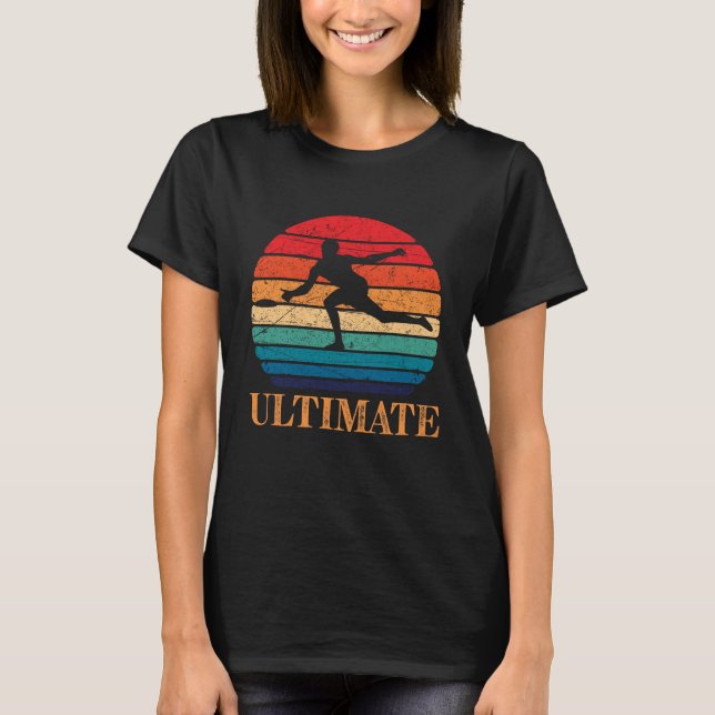 Ultimate Frisbee Retro Player Flying Disk Throwing T-Shirt (Front)