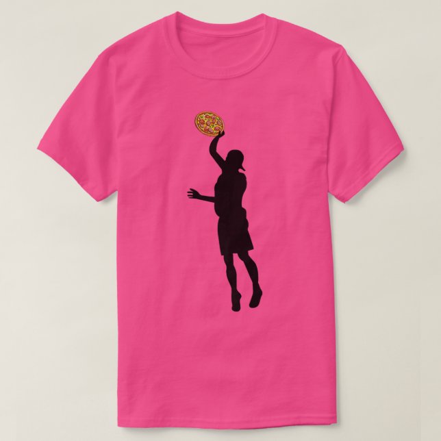 Ultimate Frisbee Silhouette Jumping Catch Pizza Di T-Shirt (Design Front)