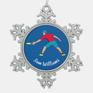Ultimate Frisbee Snowflake Pewter Christmas Ornament