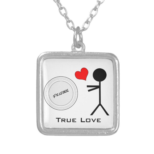 Ultimate Frisbee True Love Silver Plated Necklace (Front)