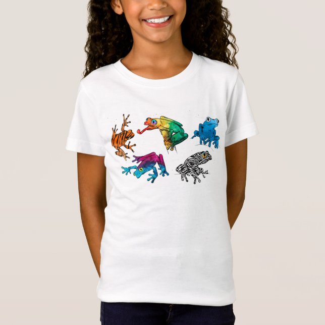Ultimate Frog Guide - Six Raibow Frogs T-Shirt (Front)