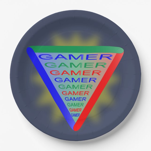 Ultimate Gamer 3 Gaming System Colors RGB Paper Plates (Front)