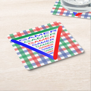 Ultimate Gamer 3 Gaming System Colors RGB Square Paper Coaster