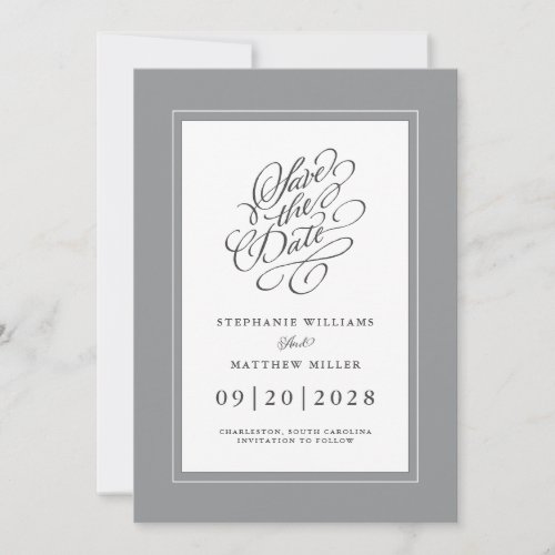 Ultimate Gray Elegant Wedding Engagement Trendy Save The Date