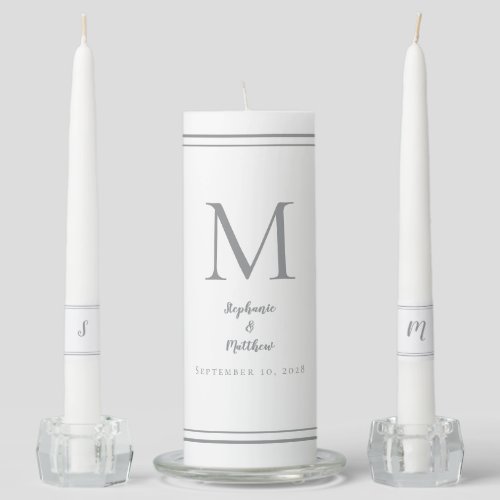 Ultimate Gray Modern Wedding Ceremony Bride Groom Unity Candle Set