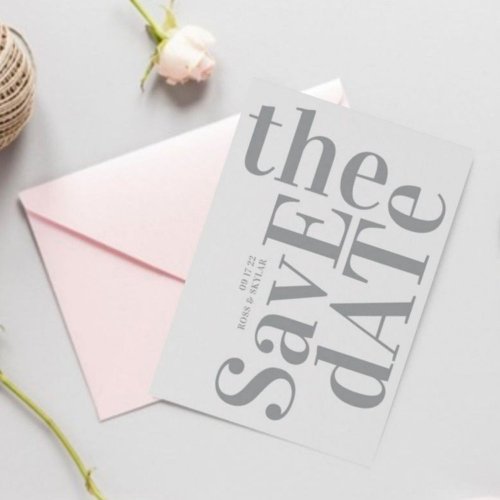 Ultimate Gray Monogram Modern Bold Simple Wedding Save The Date