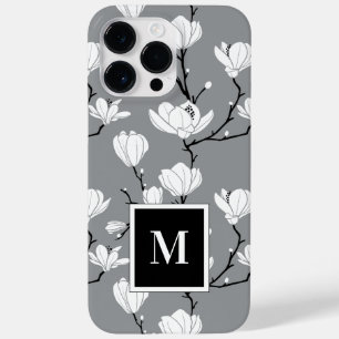 Ultimate Gray Monogrammed Magnolia Flower Case-Mat Case-Mate iPhone 14 Pro Max Case