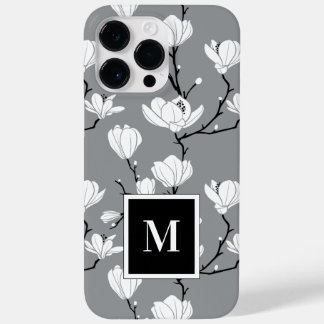 Ultimate Gray Monogrammed Magnolia Flower Case-Mat Case-Mate iPhone 14 Pro Max Case