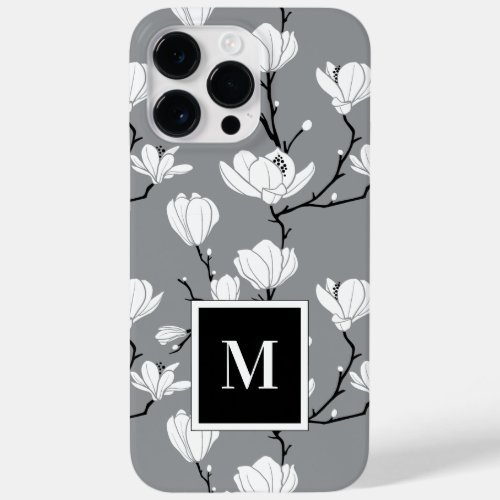 Ultimate Gray Monogrammed Magnolia Flower Case_Mat Case_Mate iPhone 14 Pro Max Case