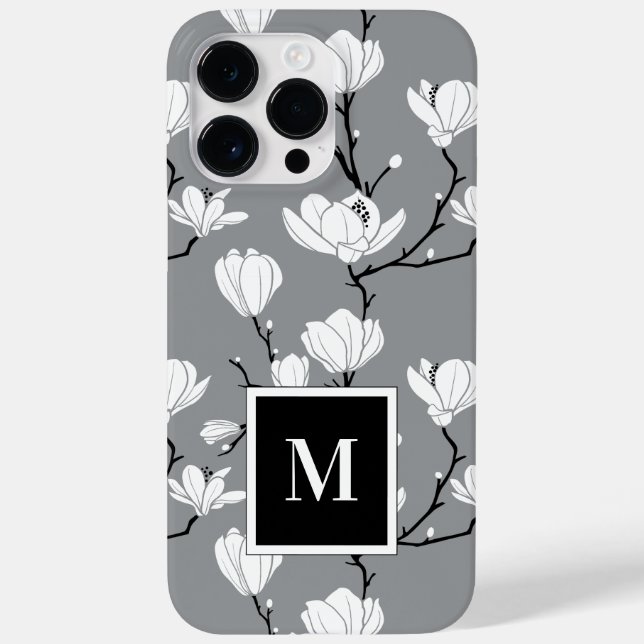 Ultimate Gray Monogrammed Magnolia Flower Case-Mat Case-Mate iPhone Case (Back)