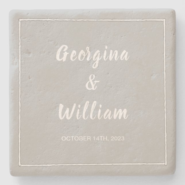Ultimate Gray Wedding Bride & Groom Elegant Simple Stone Coaster (Front)