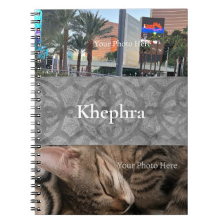 Ultimate Grey Batik Name and Photo Collage Notebook