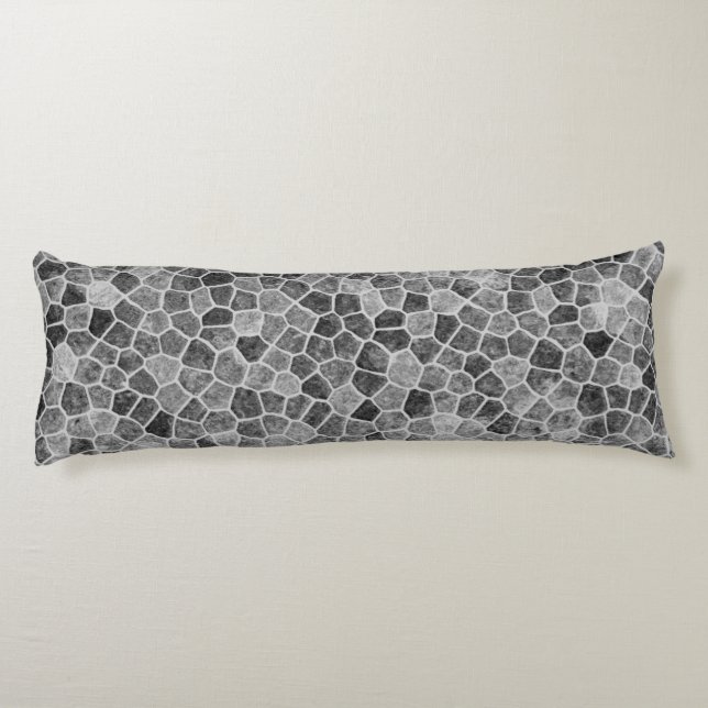 Ultimate Grey Cobbled Patchwork Terrazo Pattern Body Pillow (Back)