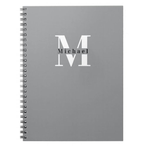Ultimate Grey Monogram Modern Simple Cute Elegant Notebook