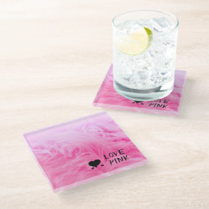 Ultimate Hot Pink Fuzzy Faux Fur Glass Coaster