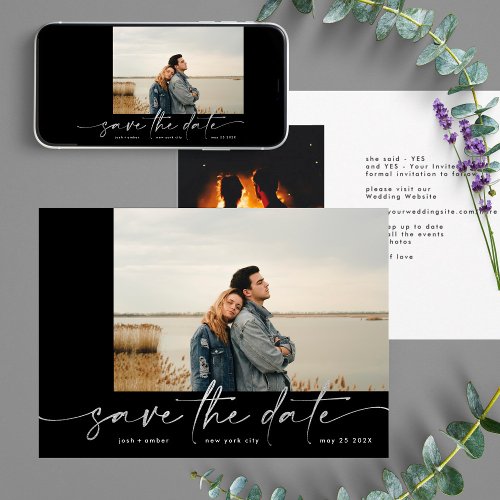 Ultimate  Modern Gray Forever Photo Silver Foil Save The Date