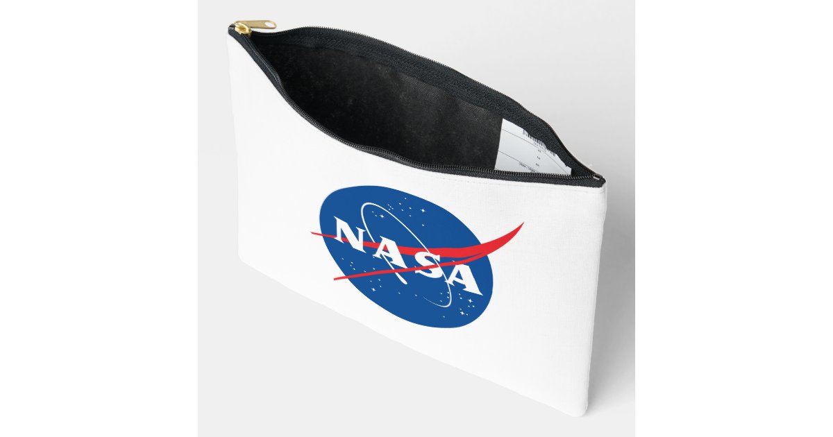 Ultimate NASA Logo Rocket White Accessory Pouch | Zazzle