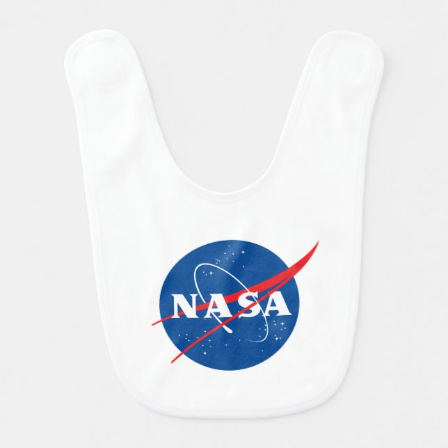 Ultimate NASA Logo Rocket White Baby Bib (Front)