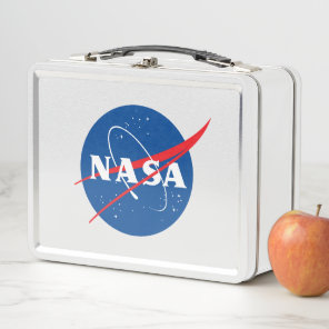 Ultimate NASA Logo Rocket White Metal Lunch Box