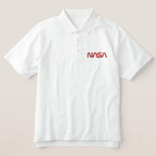 Ultimate NASA Logotype Rocket White Embroidered Polo Shirt