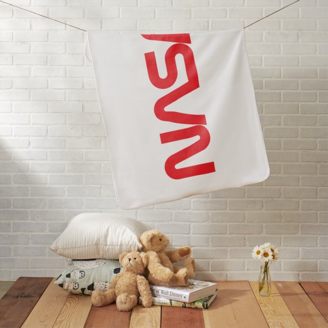 Ultimate NASA Logotype Rocket White Fleece Baby Blanket (In Situ)