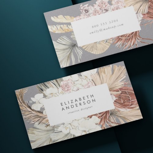 Ultimate Pampas Grass Floral Premium Gray Prof Business Card