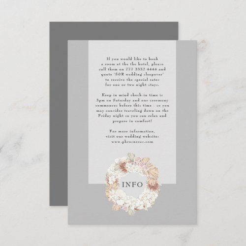 Ultimate Pampas Gray Wreath Elegant Monogram Boho Enclosure Card