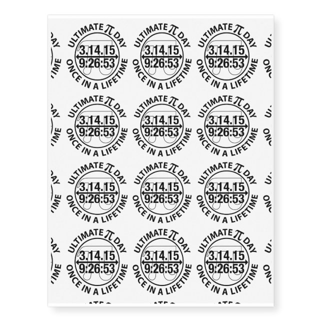 Ultimate Pi Day 2015 Temporary Tattoos (Front)
