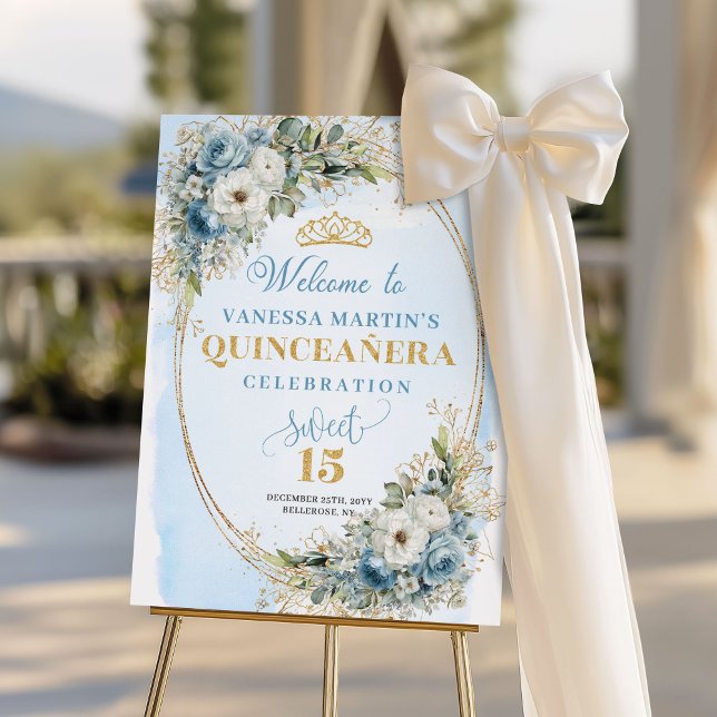 Ultimate Quinceañera Welcome Poster Blue and Gold (Ultimate Quinceañera Welcome Poster Blue and Gold)