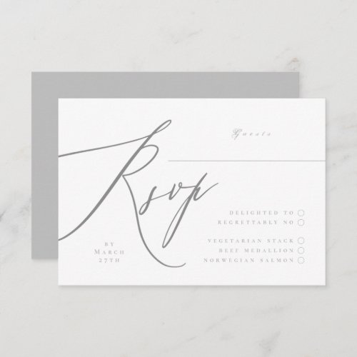 Ultimate Simple Light Gray White Modern Hand Type RSVP Card