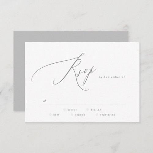 Ultimate Simple Light Gray White Modern Script RSVP Card