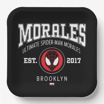 Ultimate Spider-man Miles Morales Collegiate Logo Paper Plates by spidermanclassics at Zazzle