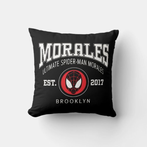 Ultimate Spider_Man Miles Morales Collegiate Logo Throw Pillow