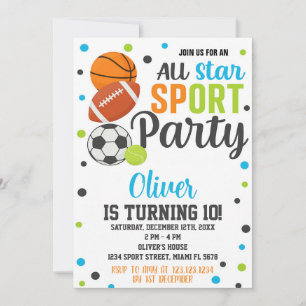 Ultimate Sports Party Birthday Invitation