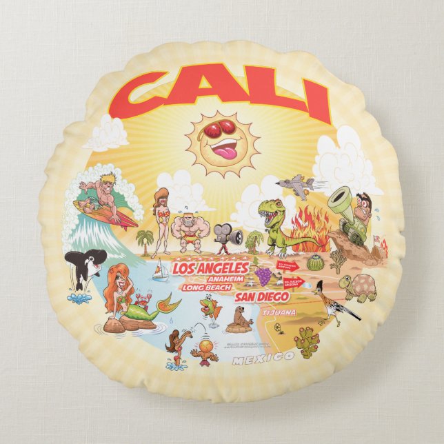 Ultimate Sunny California Round Pillow (Front)
