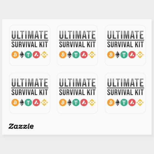 Ultimate Survival Kit Funny Bitcoin  Crypto  Square Sticker