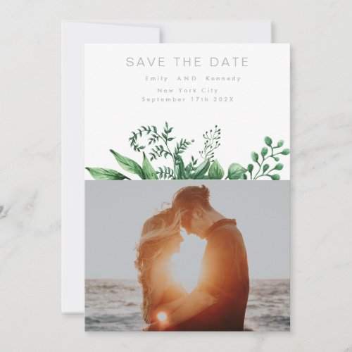 Ultimate Tropical Gray Green Sage Wedding Save The Date