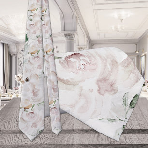 Ultra Blush Garden Peony Wedding Neck Tie