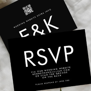 Ultra BOLD Modern MONOGRAM QR CODE Website RSVP Card