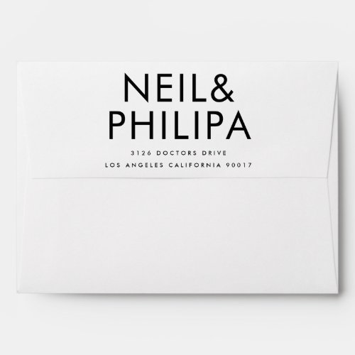 Ultra Bold Names Minimalist Return Address Wedding Envelope