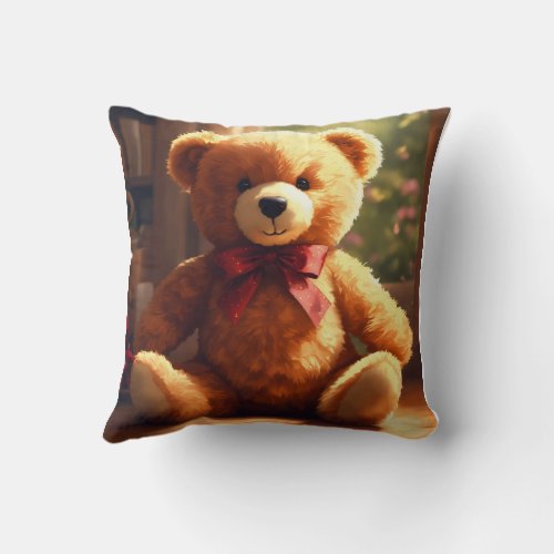 ultra charming teddy bear print cushion