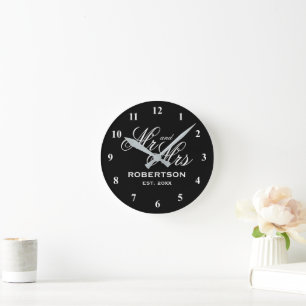 Ultra chic custom Mr and Mrs wall clock